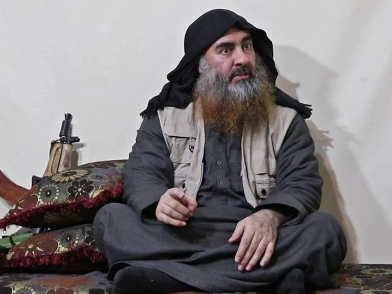The chief of the Islamic State group, Abu Bakr al-Baghdadi, in a 2019 video. (AFP/ File Photo)