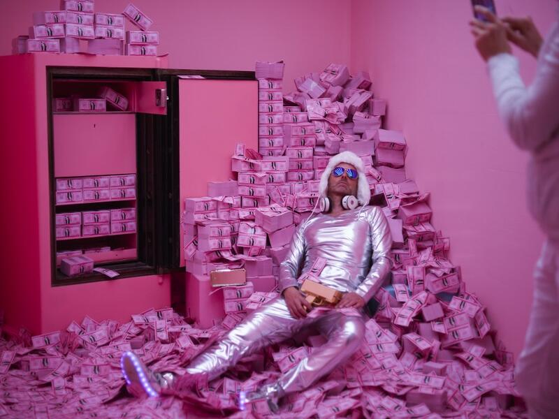 Manfred Dederl is being photographed at the "Supercandy Pop-Up Museum Vol. 2" in Cologne, western Germany on November 1, 2019. It is an interactive museum and offers a photo backdrop for social media at 25 stations. INA FASSBENDER / AFP