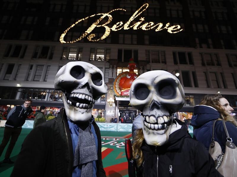 The cast of "Beetlejuice The Musical" during the 93rd Annual Macy's Thanksgiving Day Parade rehearsals at Macy's Herald Square on November 25, 2019 in New York City. John Lamparski/Getty Images/AFP