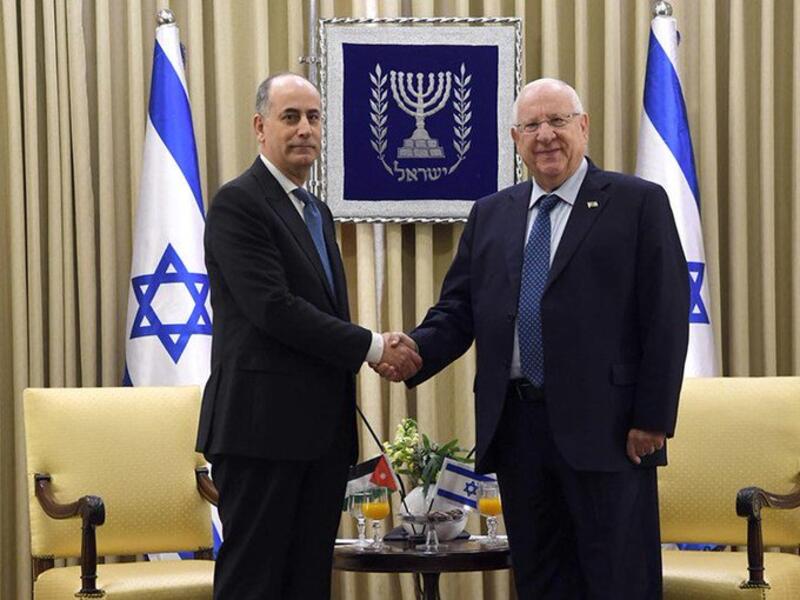 President Rivlin with the incoming ambassador of Jordan, Ghassan Majali (Twitter)