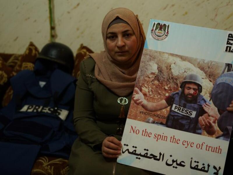 Muath Amarneh, 32, a freelance photographer from the Bethlehem-area Dheisheh refugee camp, was covering protests in the town of Surif alongside several of his colleagues when he was hit (Twitter)