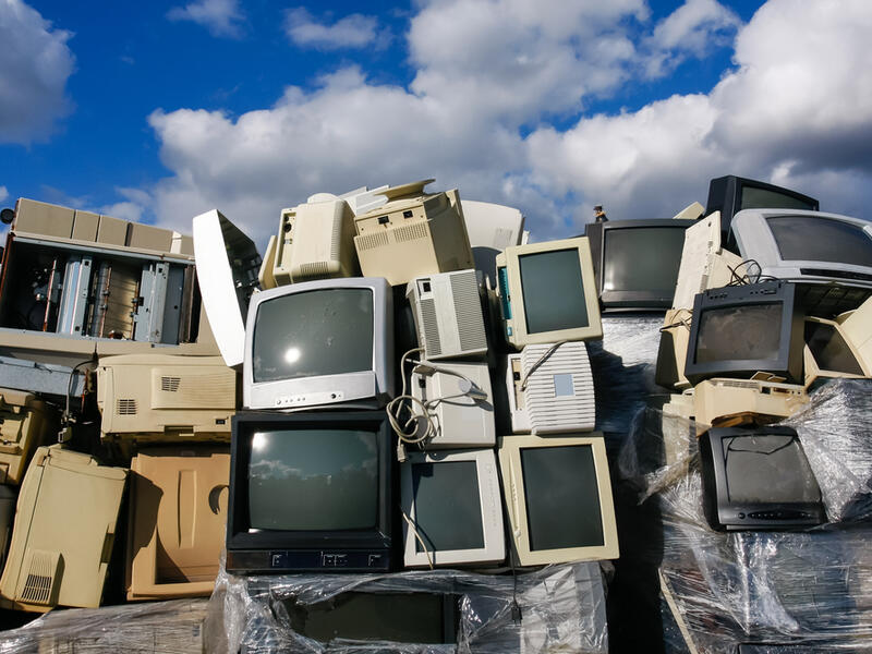 Junked crts computer monitors, tvs and old printers (Shutterstock)	