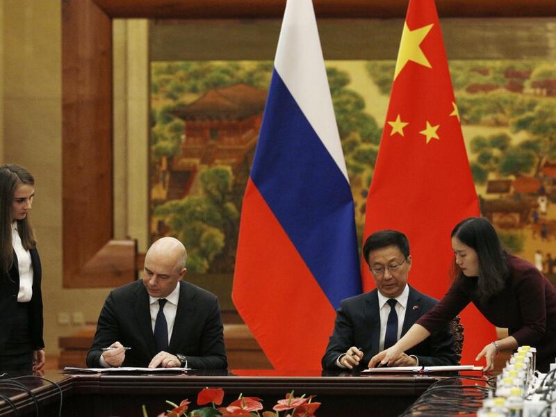 Russian First Deputy Prime Minister and Finance Minister Anton Siluanov attends a signing ceremony with Chinese Vice Premier Han Zheng at the Great Hall of the People in Beijing on November 26, 2019. FLORENCE LO / AFP