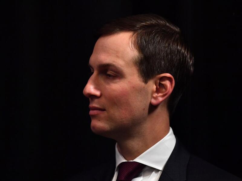 Senior Advisor Jared Kushner looks on US President Donald Trump attends a bilateral meeting with German Chancellor Angela Merkel on the sidelines of the NATO summit at the Grove hotel in Watford, northeast of London on December 4, 2019. Nicholas Kamm / AFP