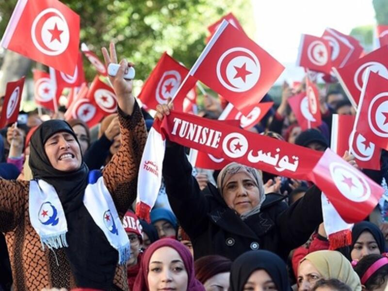 Tunisian women at a rally in Tunis marking the 5th anniversary of the 2011 revolution (AFP)