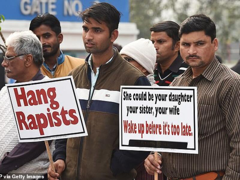 Demonstrators hold placards to protest against the alleged rape and murder of another woman, a 27-year-old veterinary doctor in Hyderabad, Saturday December 7. (AFP/ File Photo)