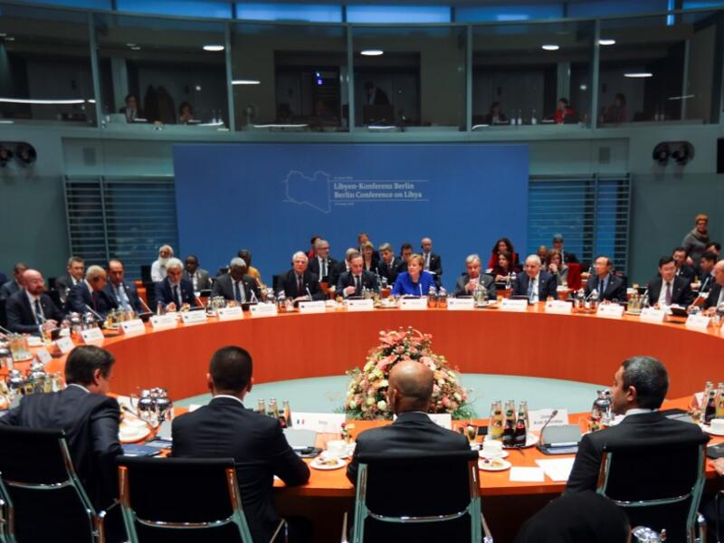 A general view shows participants attending the Peace summit on Libya at the Chancellery in Berlin on January 19, 2020. World leaders gather in Berlin on January 19, 2020 to make a fresh push for peace in Libya, in a desperate bid to stop the conflict-wracked nation from turning into a "second Syria". AFP
