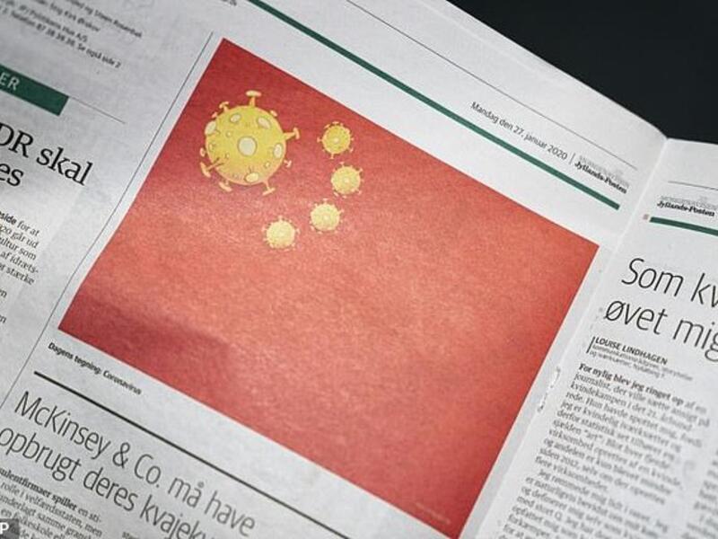 The Chinese embassy said the cartoon (pictured above) in the Jyllands-Posten newspaper crossed the 'ethical boundary of free speech'. AFP