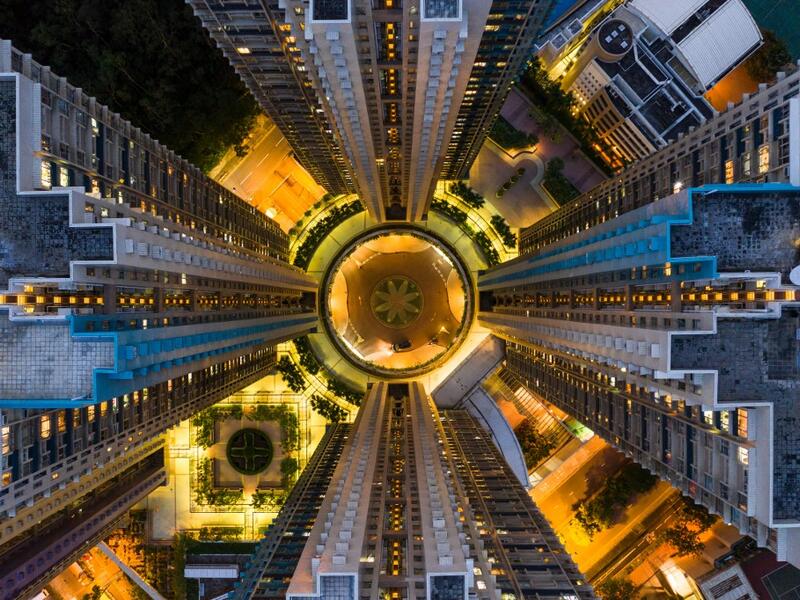 This aerial photograph taken on May 17, 2019 shows a housing estate in Hong Kong. DALE DE LA REY / AFP