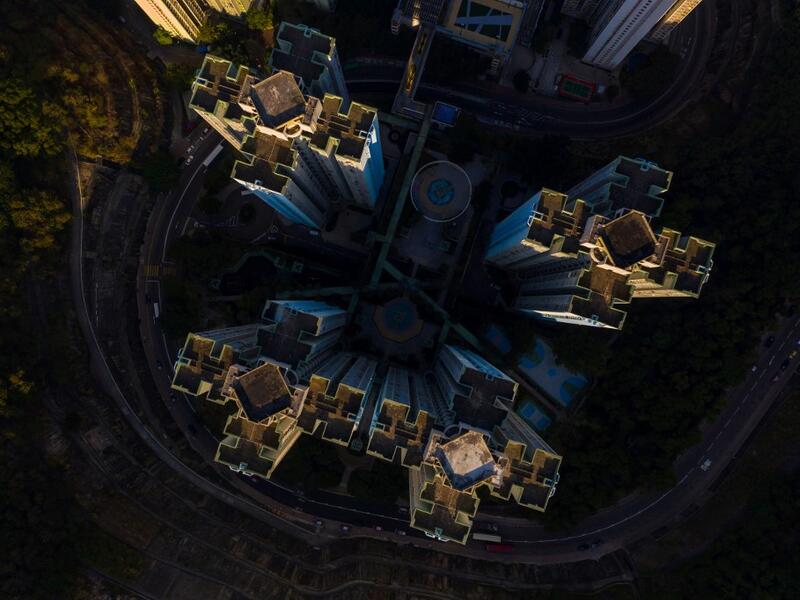 This aerial photograph taken on January 8, 2020 shows a housing estate in Hong Kong. DALE DE LA REY / AFP