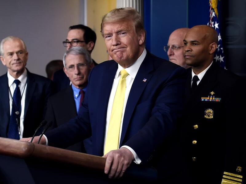 US President Donald Trump speaks about the COVID-19 (coronavirus) alongside members of the Coronavirus Task Force in the Brady Press Briefing Room at the White House in Washington, DC, March 9, 2020. Olivier DOULIERY / AFP