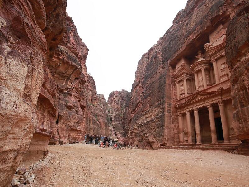 The Treasury site in the ancient city of Petra south of the capital Amman is pictured empy from torists on March 17, 2020, amidst the coronavirus COVID-19's outbreak. Khalil MAZRAAWI / afp