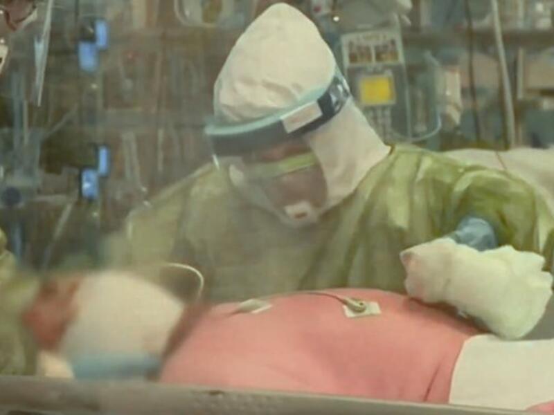 Images have emerged of coronavirus patients in intensive care in the Cremona Hospital in northern Italy – they are kept laying face down because it may improve the function of a ventilator, which helps failing lungs to work, by reducing the pressure on the lungs (Twitter)
