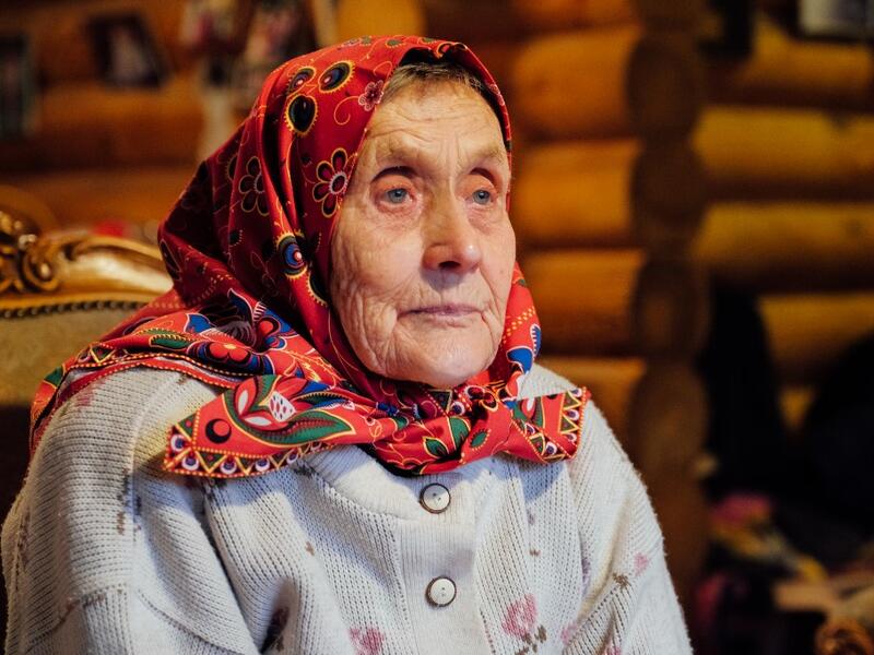 Nationally renowned folk singer Virve Köster answers journalists' questions on November 20, 2019 on Kihnu island in the Baltic Sea, 10 kilometres (six miles) off the coast of Estonia. Steeped in folk traditions, Kihnu's historic way of life however is now threatened as economic hardship drives more and more islanders away in search of work. Alessandro RAMPAZZO / AFP