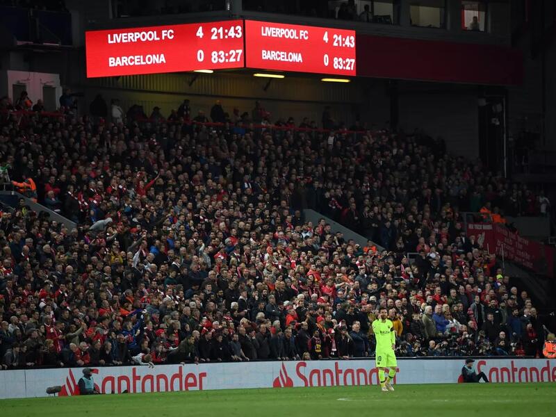 5- تعويض ليفربول خسارته ذهاباً 0-3 أمام برشلونة في نصف نهائي دوري أبطال أوروبا موسم 18-19 بالفوز إيابا 4-0