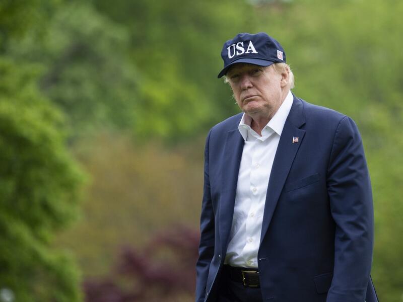 US President Donald Trump walks from Marine One to the White House on May 3, 2020 in Washington, DC after returning from Camp David. Donald Trump will wrap himself in the mantle of America's arguably greatest president with a television extravaganza later Sunday at the Lincoln Memorial meant to leave the coronavirus crisis behind and relaunch his election campaign. Andrew CABALLERO-REYNOLDS / AFP
