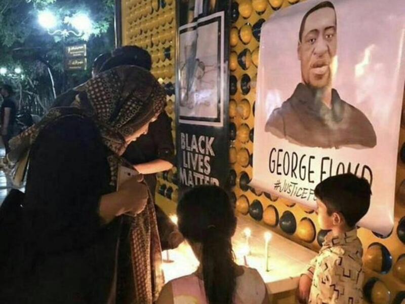 Iranians hold a vigil in memory of George Floyd in Tehran, Iran (Twitter)