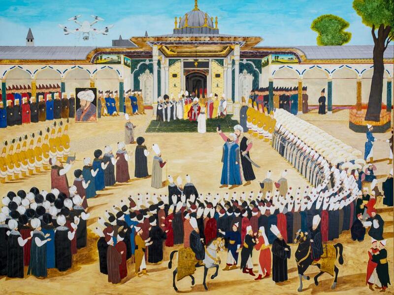 “Sultan’s Accession to the Throne Ceremony with Drone” by Halil Altindere, 2018. (Courtesy of Pera Museum)