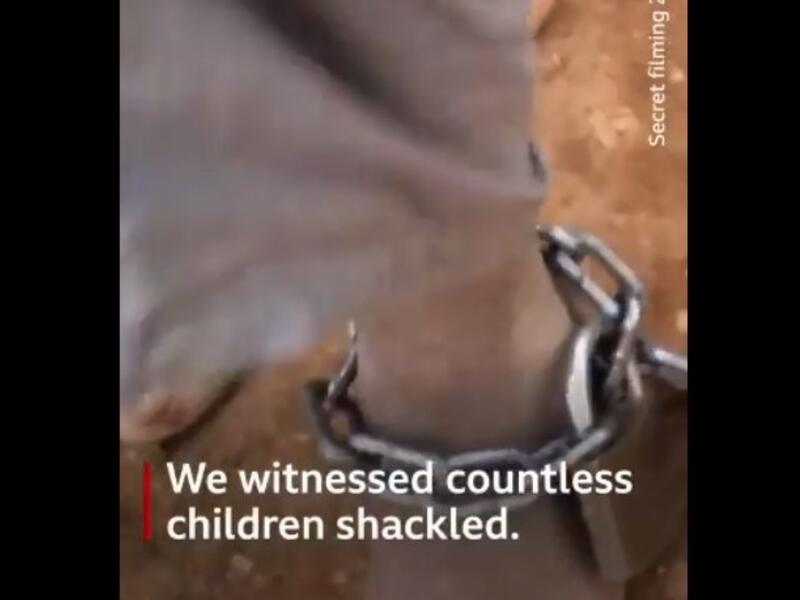 Boys as young as five have been routinely chained, shackled and beaten by sheikhs and religious men in charge of Islamic schools in Sudan (Twitter/BBC)