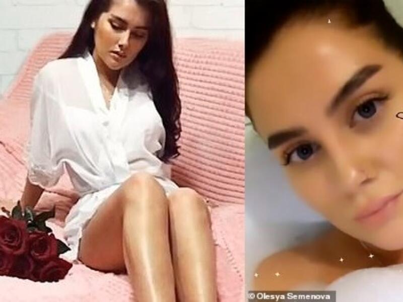Olesya Semenova (pictured left and right), 24, was found by her flatmate at their home in Russian city Arkhangelsk. (Olesya Semenova)