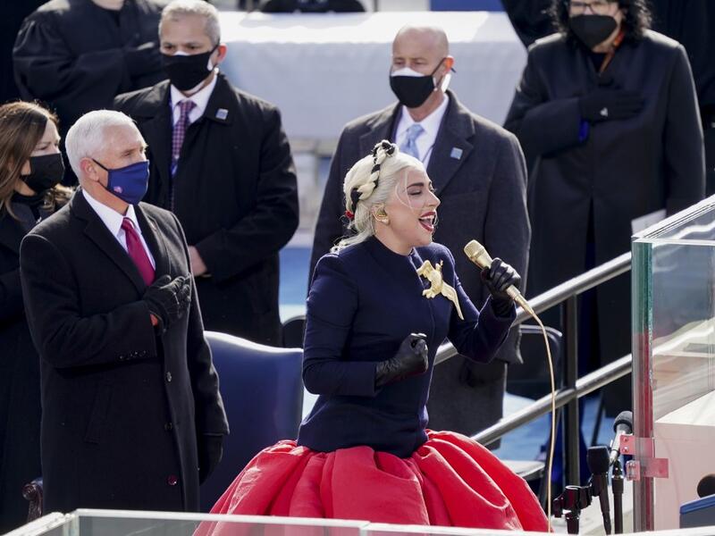 Lady Gaga sings during the inauguration on the West Front of the U.S. Capitol on January 20, 2021 in Washington, DC. During today's inauguration ceremony Joe Biden becomes the 46th president of the United States. Kevin Dietsch-Pool/Getty Images/AFP