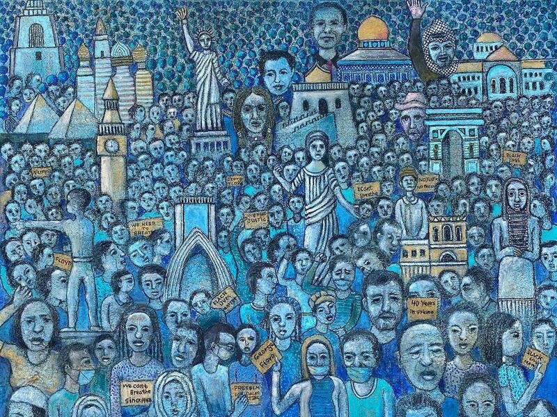 Highlights from artist Nabil Anani’s ‘In Pursuit of Utopia’ at Dubai’s Zawyeh Gallery. (Instagram)