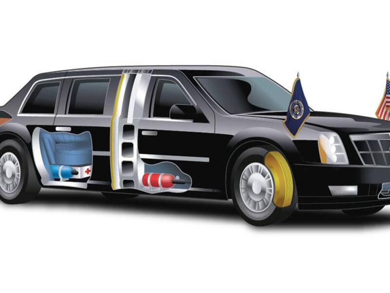 تمتلك السيارة تدريع بسمك نحو 20 سم ونوافذ سمكها 12 سم من الزجاج المقاوم للرصاص ولا يمكن فتحها، ولها أبواب تشبه المستخدمة في طائرات "بوينغ 757"، ولا يمكن فتحها إلا عن طريق أفراد الخدمة السرية.