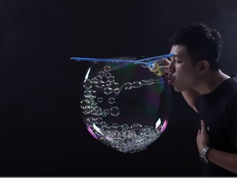 Chang previously set the Guinness record for most bounces of a soap bubble. (YouTube Screenshot)