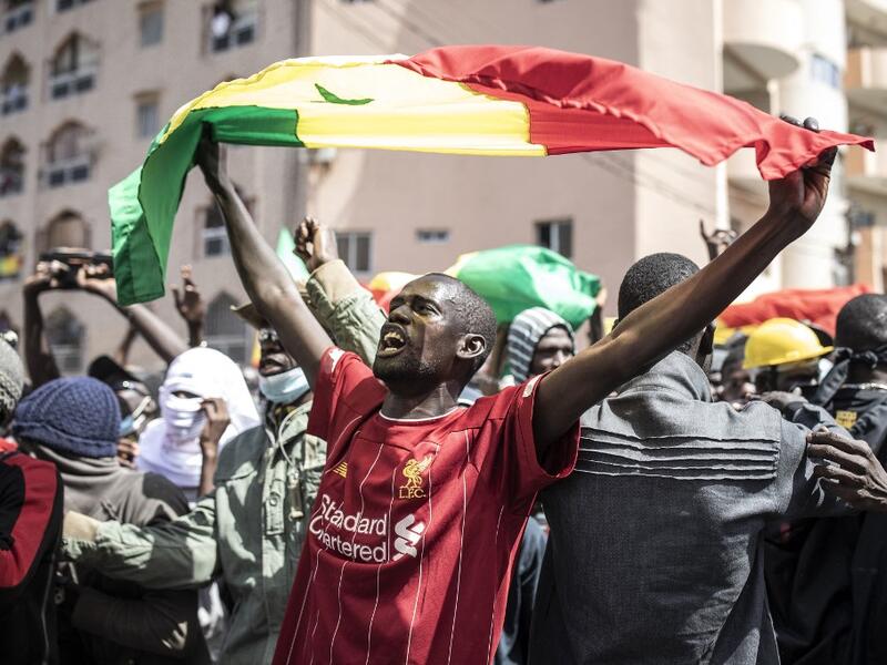 A supporter of main opposition leader, Ousmane Sonko