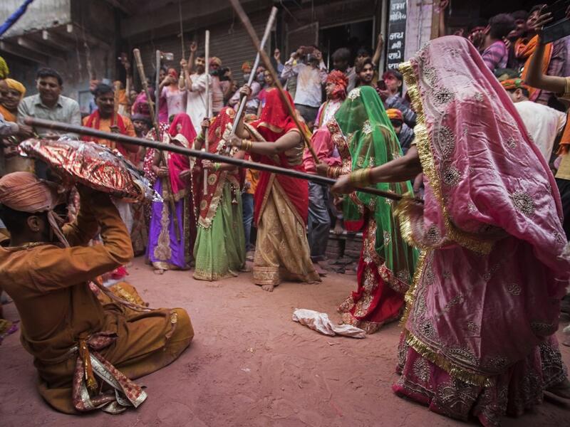 Lathmar Holi festival celebrations