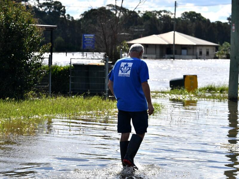Australian floods in the Windsor suburb of northwestern Sydney