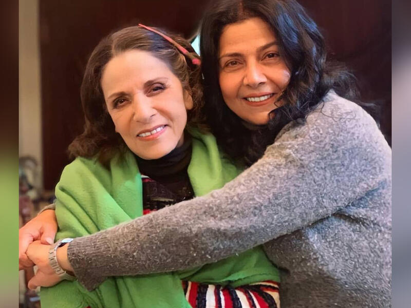 Sabah Jazairi with her sister comedian Samia Jazairi 