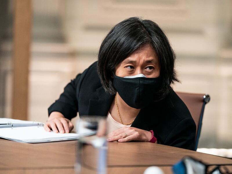 Trade Representative Katherine Tai waits for the beginning of day 2 of the virtual Leaders Summit on Climate at the East Room 