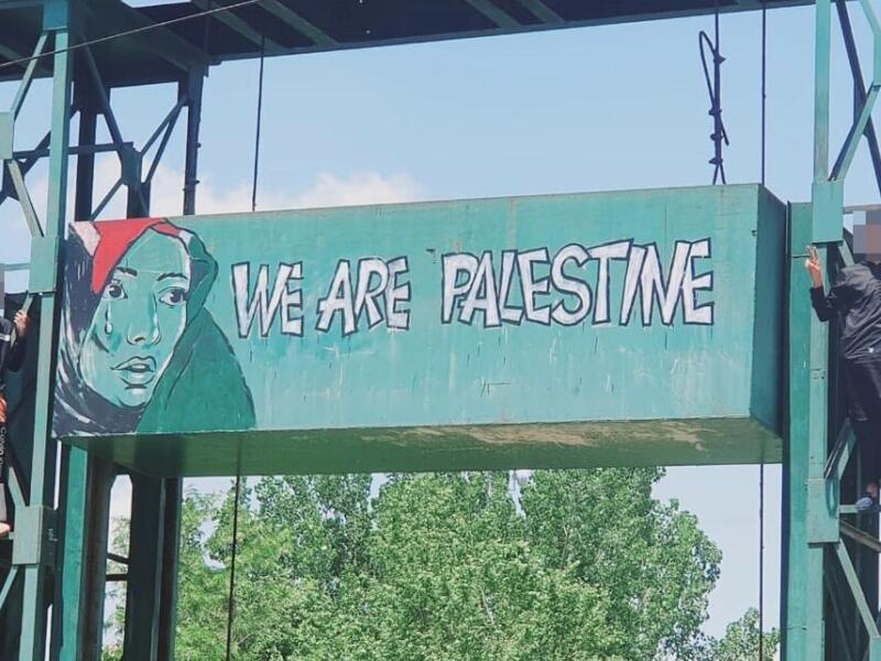 جدارية مؤيدة لفلسطين في شوارع كشمير