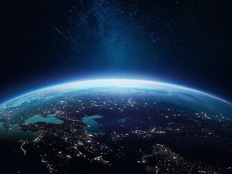 Surface of Earth planet in deep space