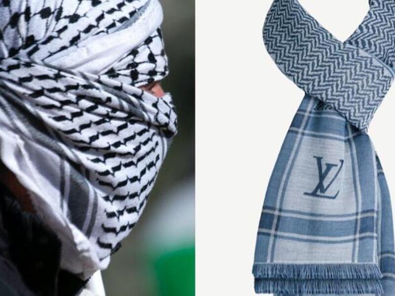 طرحت دار "لوي فيتون" حين طرحت وشاحًا مستوحى من الكوفية الفلسطينية بقيمة 705 دولار أمريكي، وعبر مغردون عن مخاوفهم بشأن سعر الوشاح وتغير اللون من الأسود والأبيض التقليدي إلى الأزرق والأبيض.
