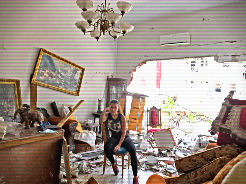 Lebanese amid the blast rubble in Beirut 