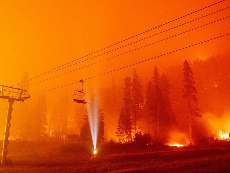 The #caldorfire made a hard push into the Lake Tahoe basin overnight. It also burned part of the Sierra ski resort shown here. More than 650 structures have burned and thousands more continue to be threatened.
