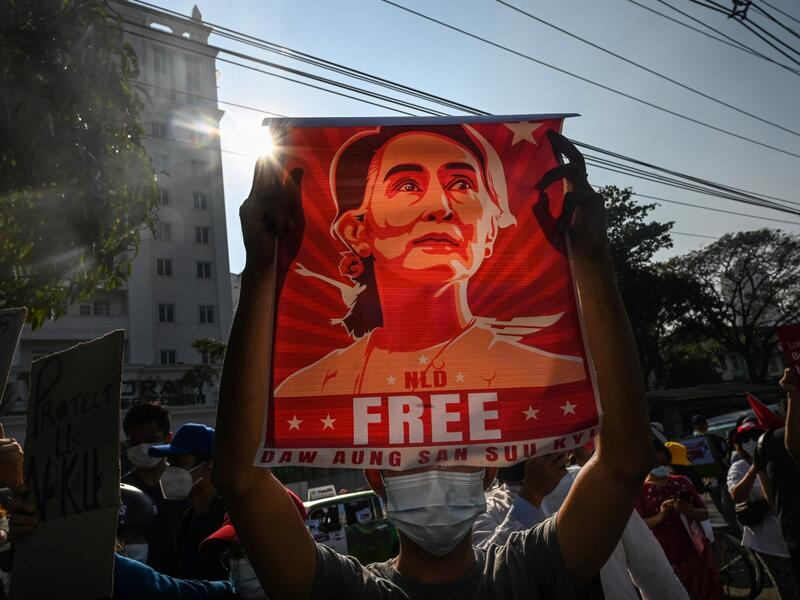 Ousted Myanmar leader Aung San Suu Kyi 