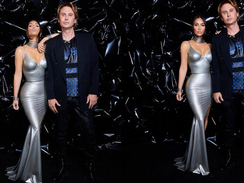 Food God and Kim Kardashian at The Kardashian's premiere