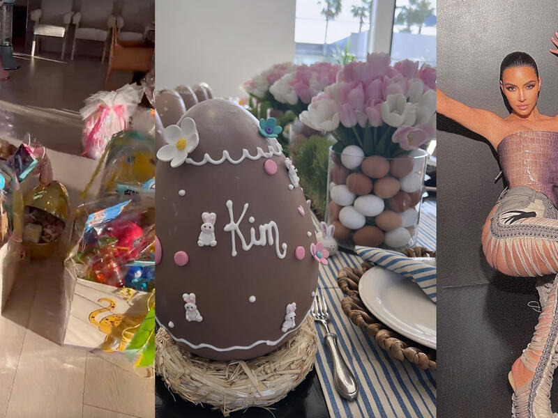 Kim Kardashian with Personalised chocolate eggs