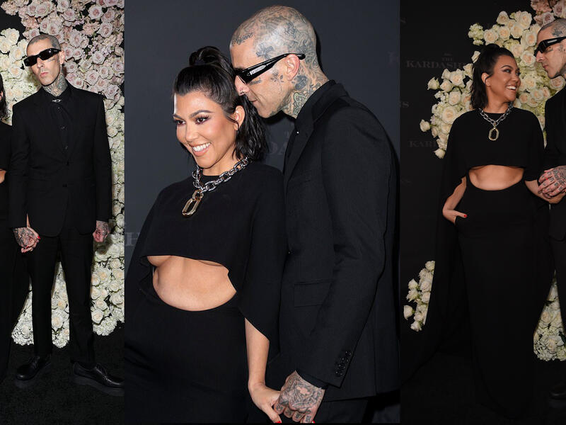 Travis Barker and Kourtney Kardashian at The Premiere