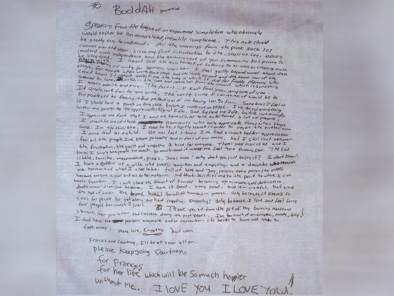 Cobain's Suicide Note Was Addressed To His Imaginary Friend