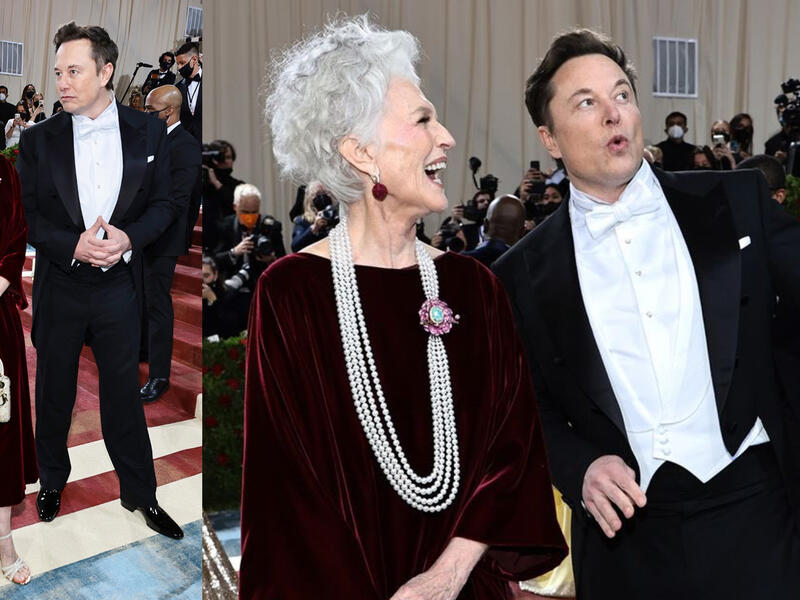 Maye Musk in Dior Haute Couture and Elon Musk