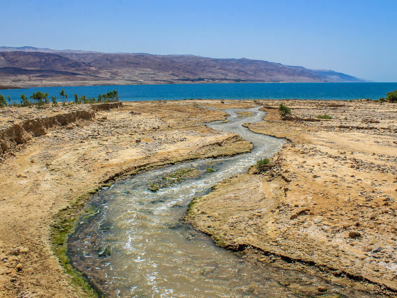 Jordan River flowing into the Dead Sea