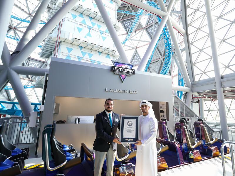 The Storm Coaster_GWR Certificate handover. It's Official! The Guinness World Records has named The Storm Coaster ‘The World’s Fastest Vertical-Launch Rollercoaster’