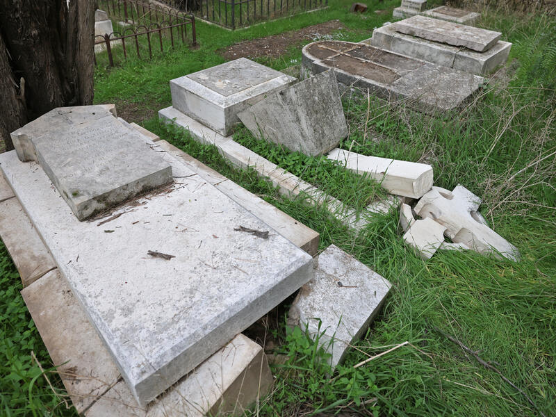 Vandalised Christian graves in Jerusalem 