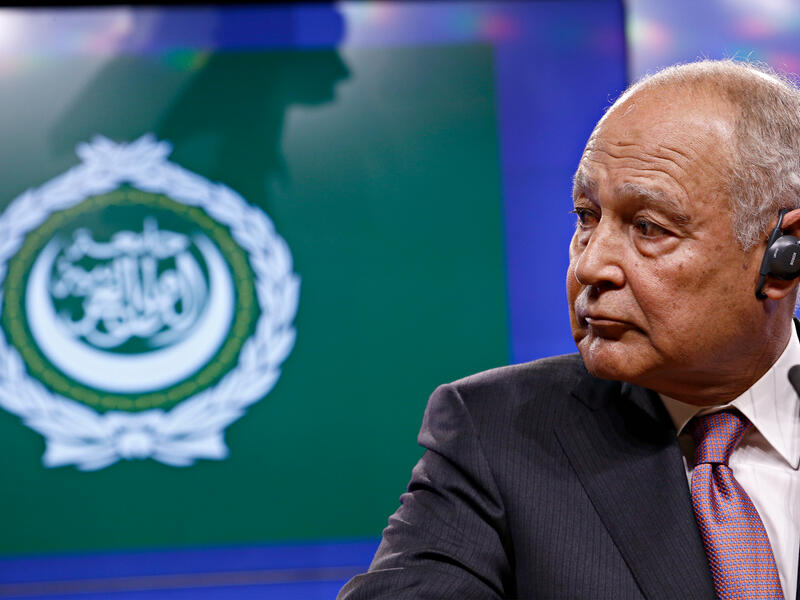 أحمد أبو الغيط ، الأمين العام لجامعة الدول العربية خلال مؤتمر صحفي