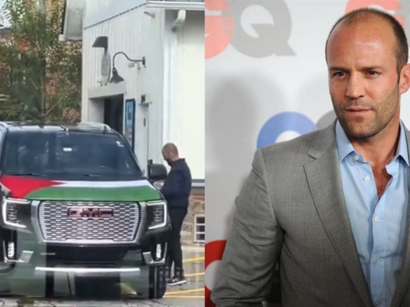 Filistin bayrağı taşıyan kamyonunu kullanan Jason Statham mı bu? (video)