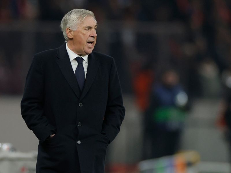 Real Madrid's Italian coach Carlo Ancelotti reacts during the UEFA Champions League group C football match between Union Berlin and Real Madrid in Berlin, on December 12, 2023. (Photo by Odd ANDERSEN / AFP)